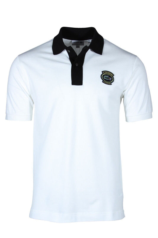Lacoste Men's Badge Polo Shirt in White and Black PH7369-51 8LP