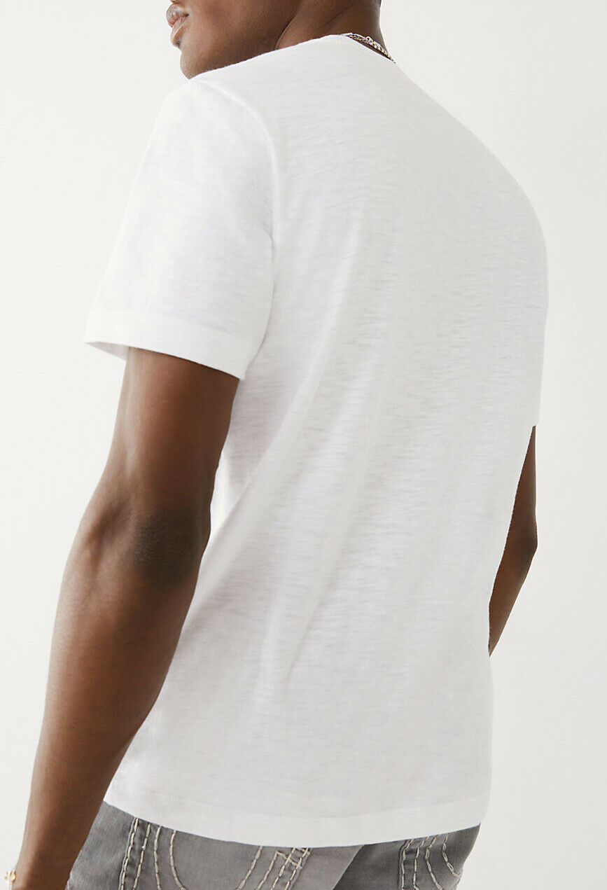 True Religion Men’s Short Sleeve Palm Graphic T-Shirt in Optic White 105113