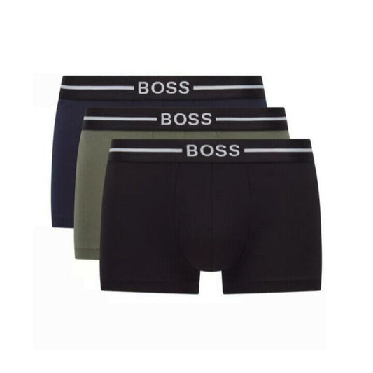 HUGO BOSS Men’s Three-Pack of Stretch Trunks with Logo Waistbands 50460261 976