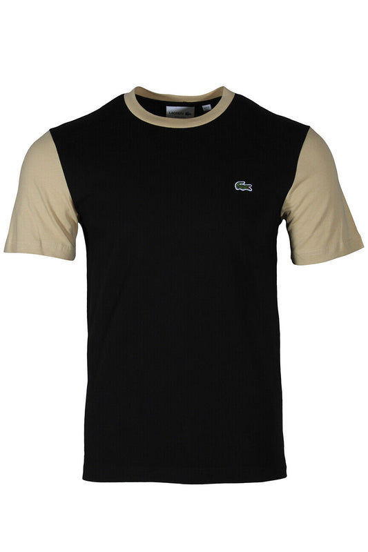 Lacoste Men's Regular Fit Jersey T-Shirt in Black and Beige TH1298-51 IRA