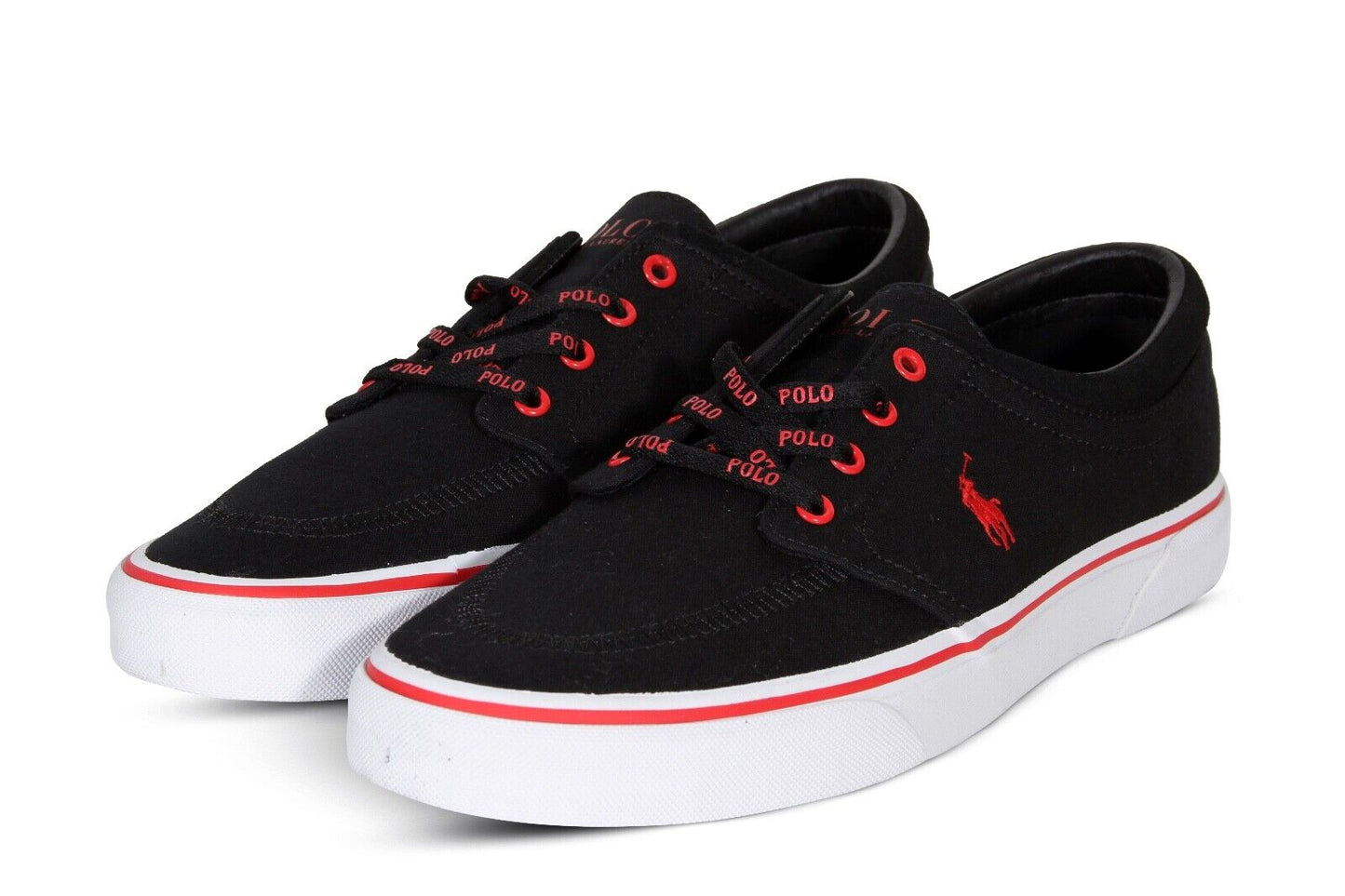 Polo Ralph Lauren Faxon X Men’s Canvas Sneakers in Black and Red 816841214002