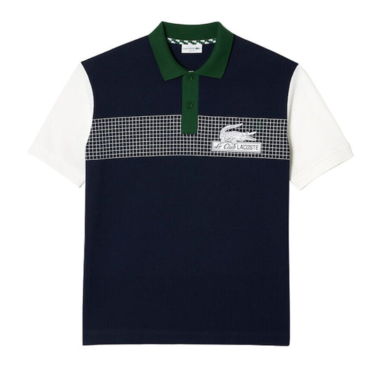 Lacoste Men’s Loose Fit Polo Shirt in Navy White and Green PH7822 51 E3L