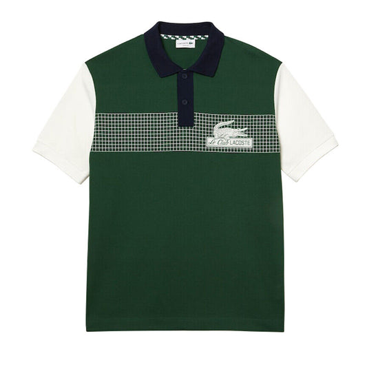 Lacoste Men’s Loose Fit Polo Shirt in Green White and Navy PH7822 51 YUY