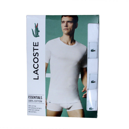 Lacoste Men's Crew Neck Cotton Loungewear T-Shirt 3-Pack in White TH3321-00 001