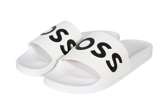 HUGO BOSS Bay_it_Slid_rblg Slides with Contrast Strap in White 50471271 100