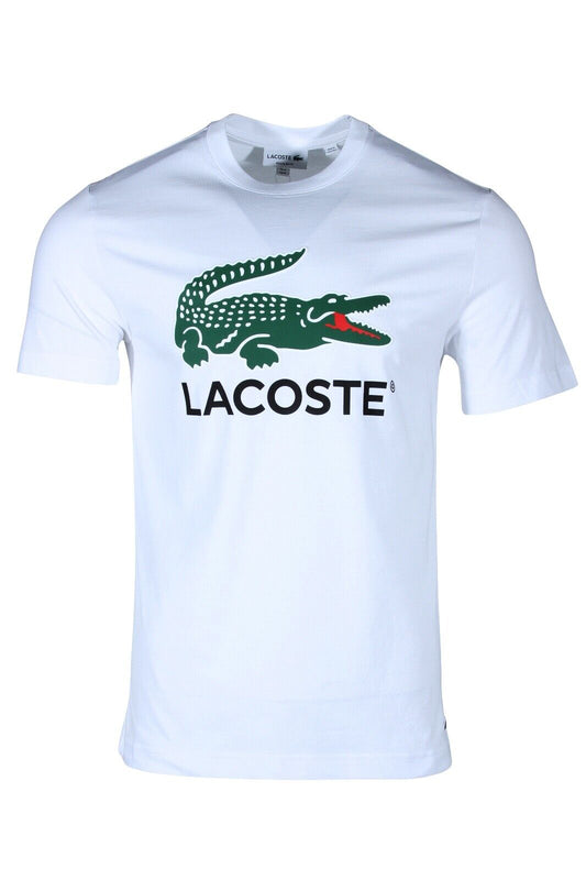 Lacoste Men's Cotton Jersey Signature Print T-Shirt in White TH1285-51 001