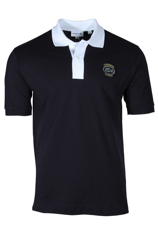 Lacoste Men's Badge Polo Shirt in Navy Blue and White PH7369-51 EL5