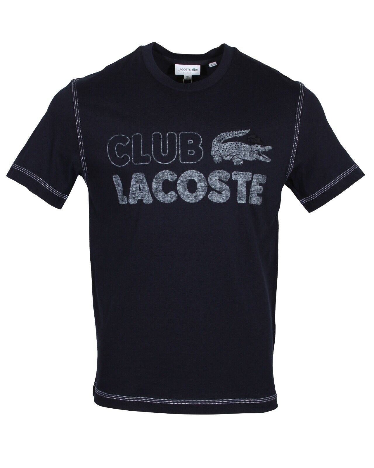 Lacoste Men’s Vintage Print Organic Cotton T-Shirt in Navy Blue TH5440-51 166
