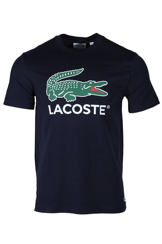 Lacoste Men's Cotton Jersey Signature Print T-Shirt in Navy Blue TH1285-51 166