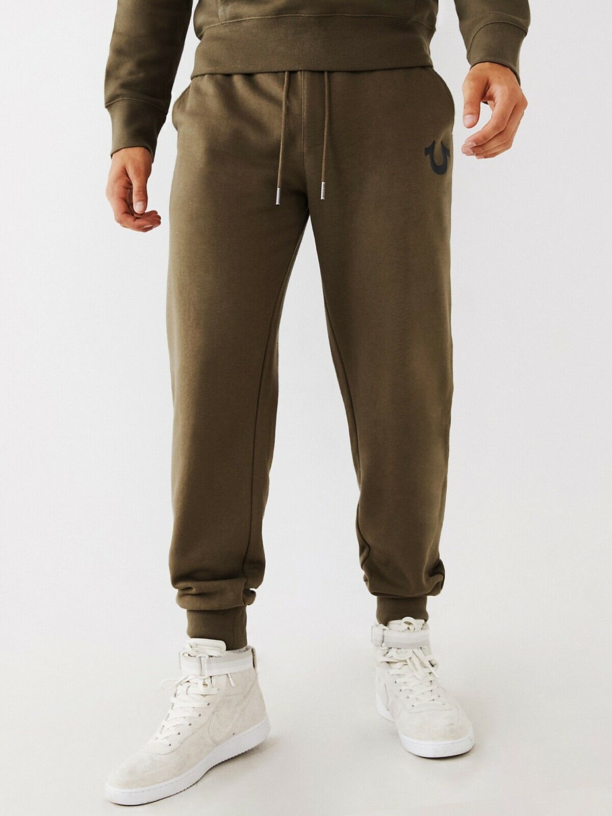 True Religion Men's Logo Tapered Jogger Sweatpants in Taupe 105486 2504