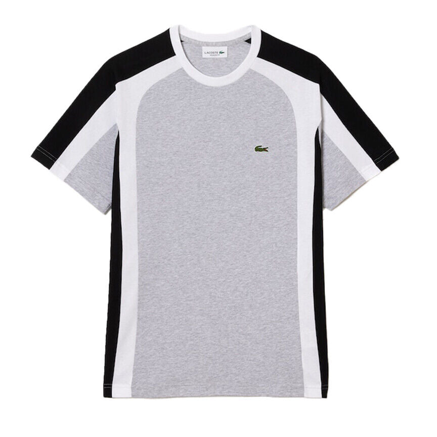 Lacoste Men’s Color-block Jersey T-Shirt in Grey Black and White TH5607 51 SJ1