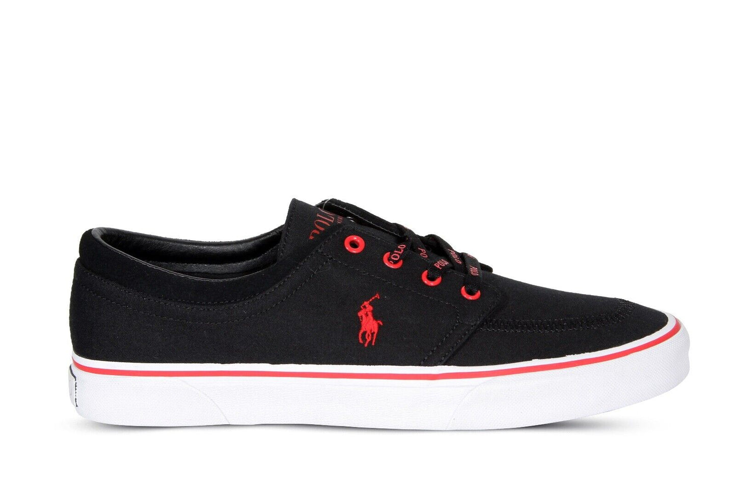 Polo Ralph Lauren Faxon X Men’s Canvas Sneakers in Black and Red 816841214002