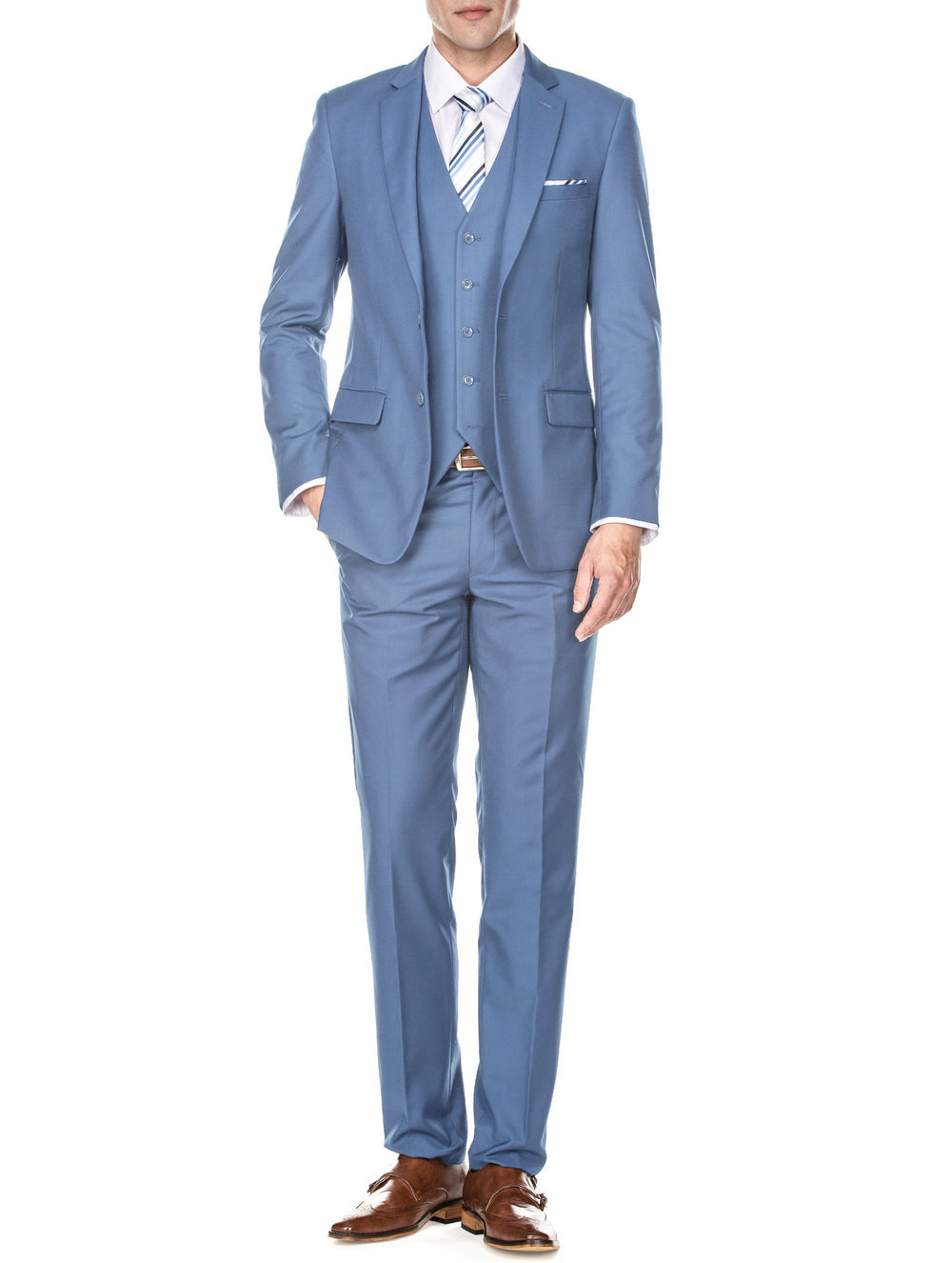 Braveman Men's 3-Piece Slim Fit Suit M300 in Slate Blue