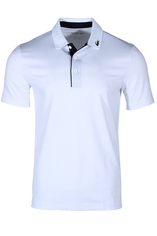 Lacoste Men's Sport Jersey Golf Polo Shirt in White and Navy Blue DH3982-51 522