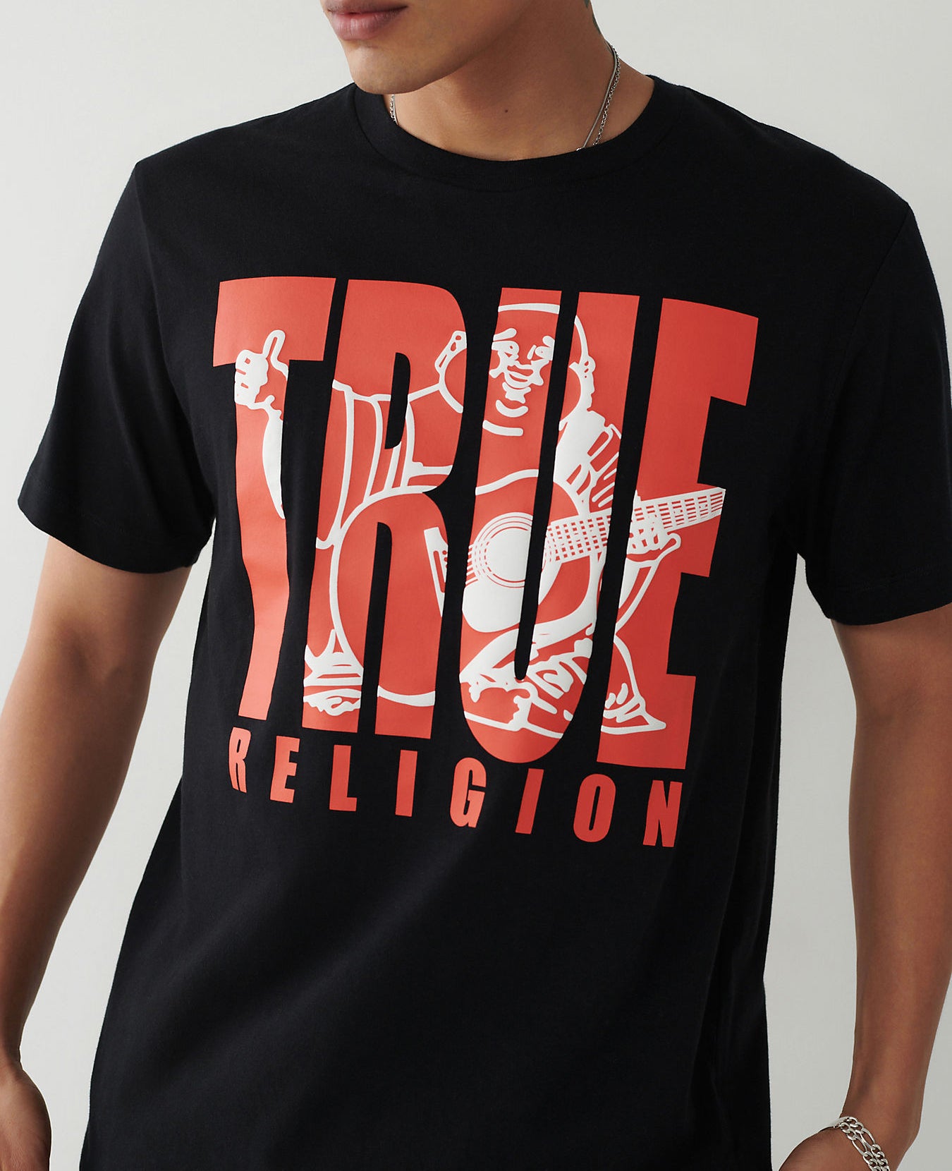True Religion Men's Shadow Buddha T-Shirt in Jet Black 107306 1001
