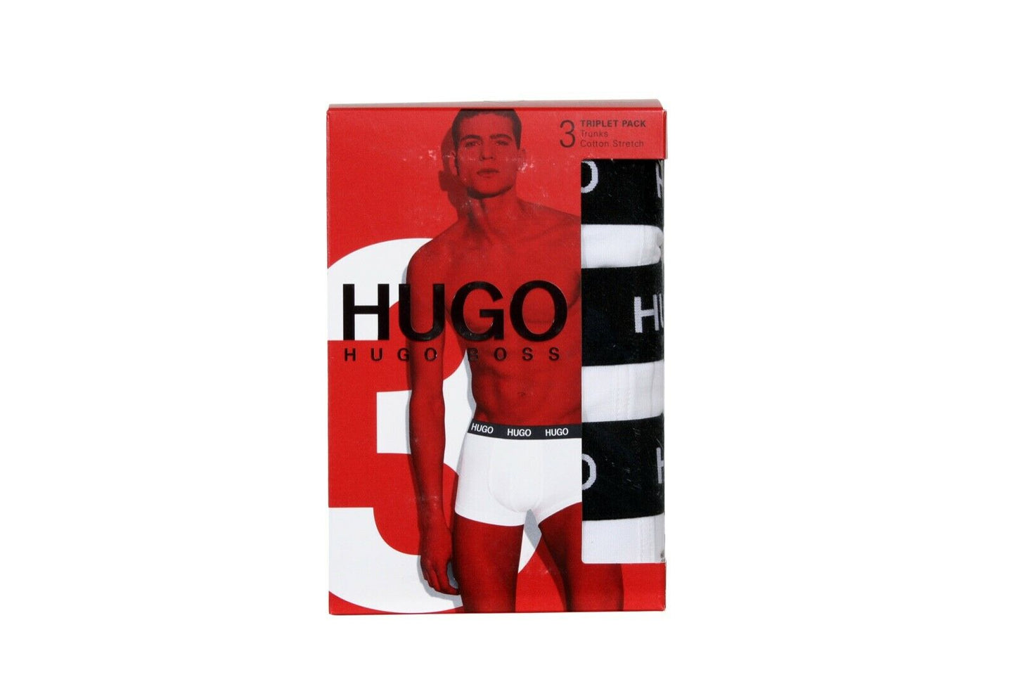 HUGO BOSS Men’s Three-Pack of Trunks with Logo Waistbands in White 50435463 100