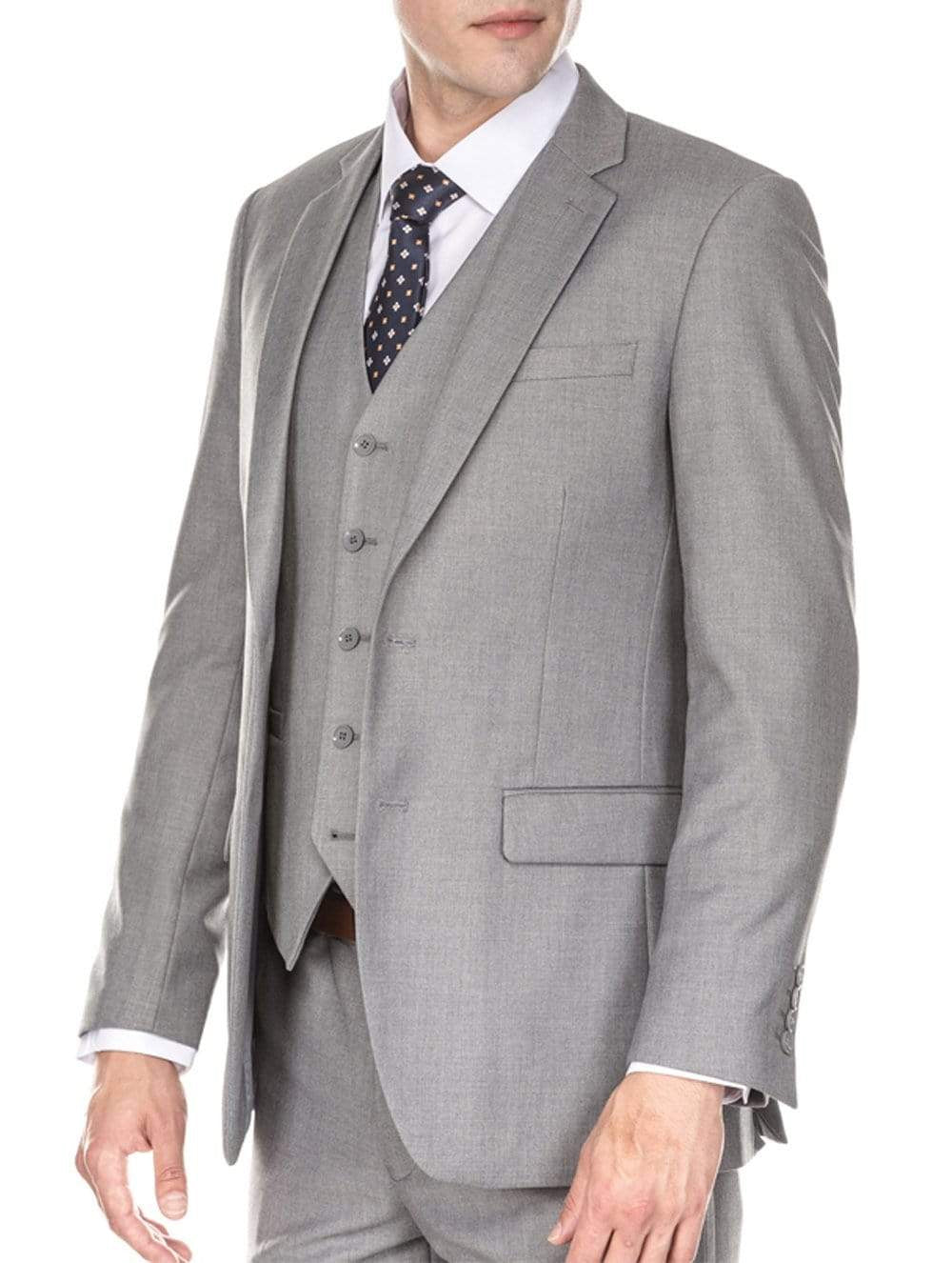 Braveman Men's 3-Piece Slim Fit Suit M300 in Light Gray