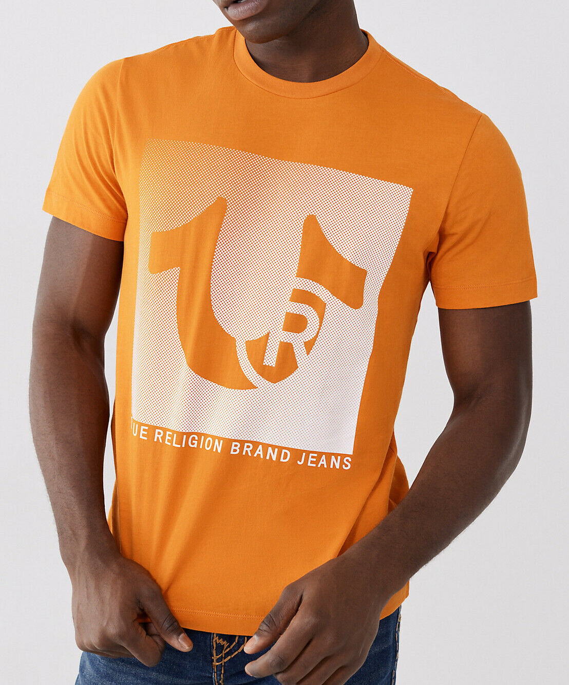 True Religion Men’s Short Sleeve Trademark Logo T-Shirt in Autumn Maple 105112