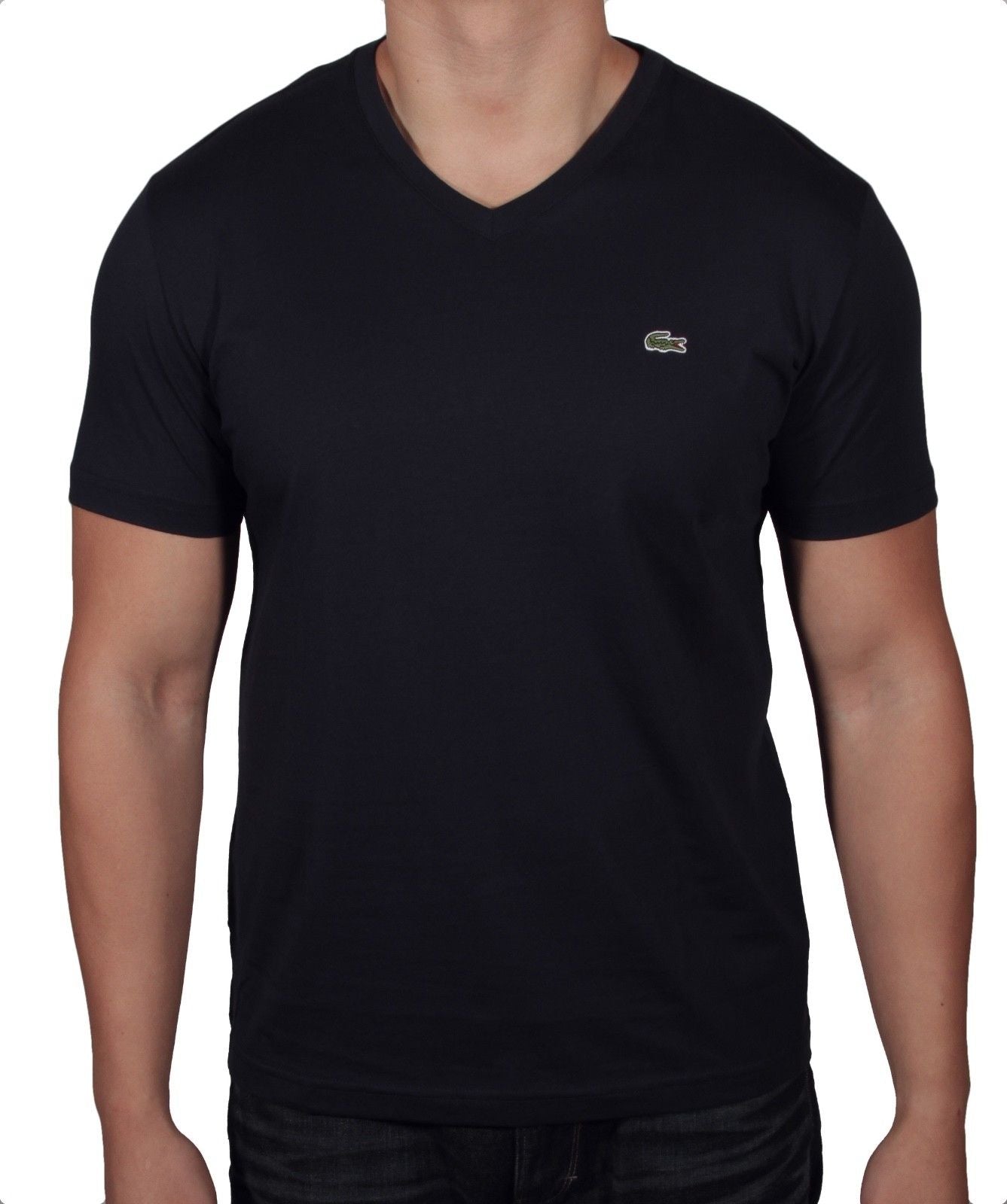 Lacoste Men's V-Neck Pima Cotton Jersey T-Shirt in Navy Blue TH6710-51 166