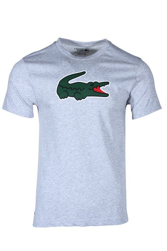 Lacoste Men's Sport Ultra-Dry Croc Print T-Shirt in Grey and Green TH7513-51 AJ9